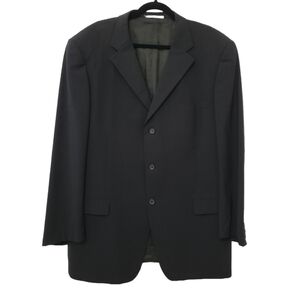 Ermenegildo Zegna "Soft" Men's‎ Solid Black Blazer Size US 48L Wool Stretch Coat